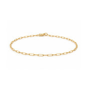 14K Yellow Gold Dainty Paperclip Chain Bracelet